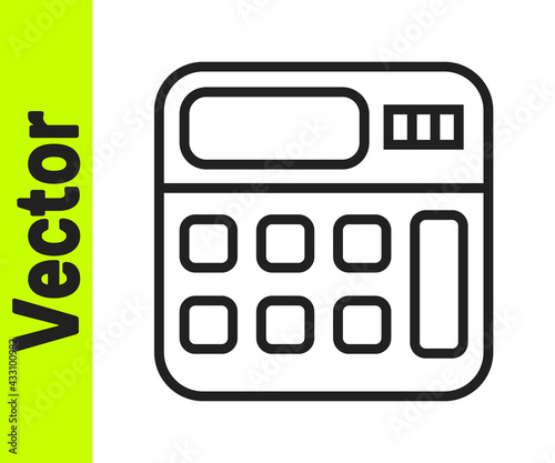 Black line Calculator icon isolated on white background. Accounting symbol. Business calculations mathematics education and finance. Vector