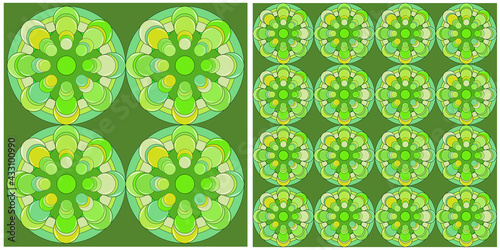 Green shades bowling skittles in a circle