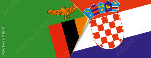 Zambia and Croatia flags, two vector flags.