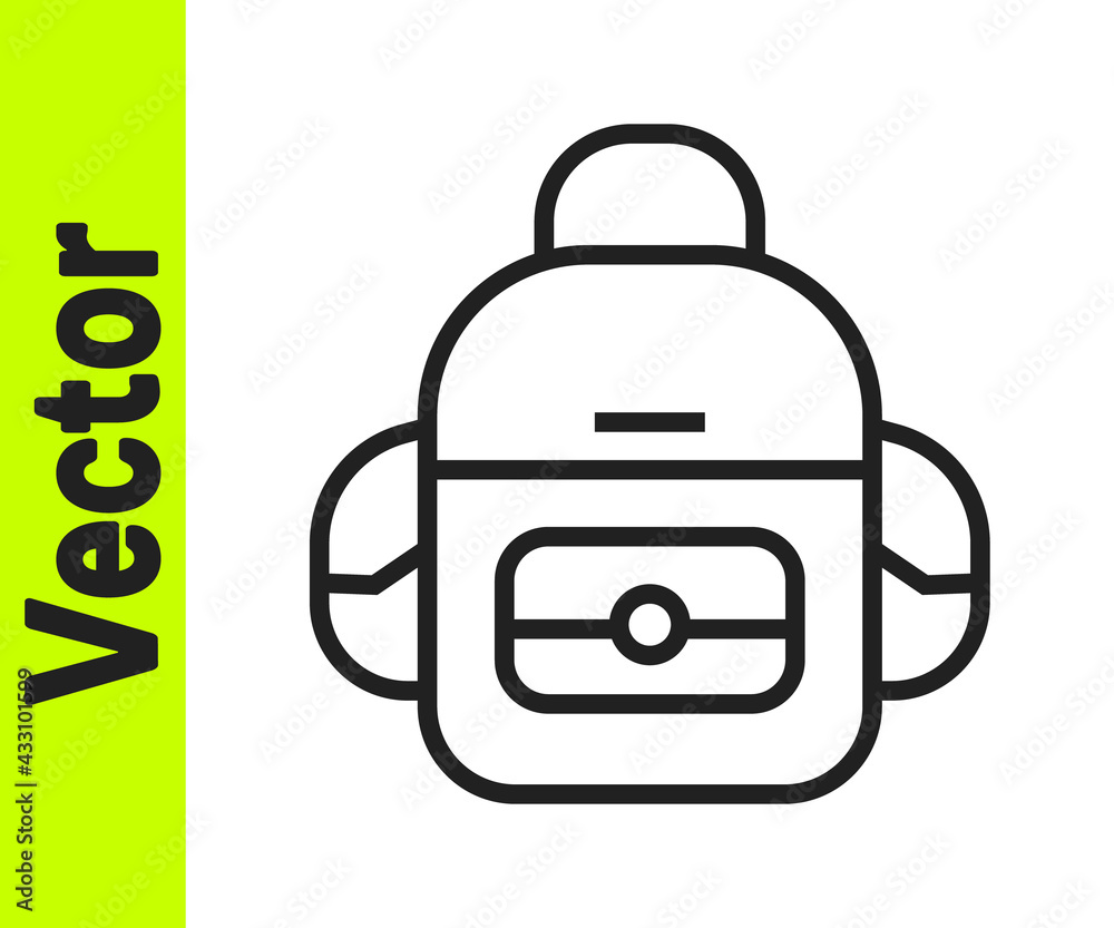 Black line School backpack icon isolated on white background. Vector Black line School backpack icon isolated on white background. Vector