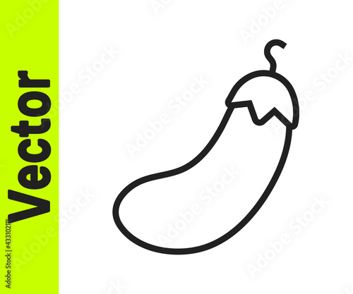 Black line Eggplant icon isolated on white background. Vector