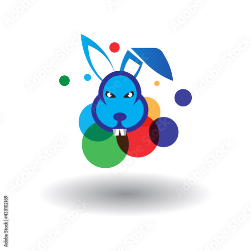 head rabbit logo design template. style simple logo. rabbit illustration vector