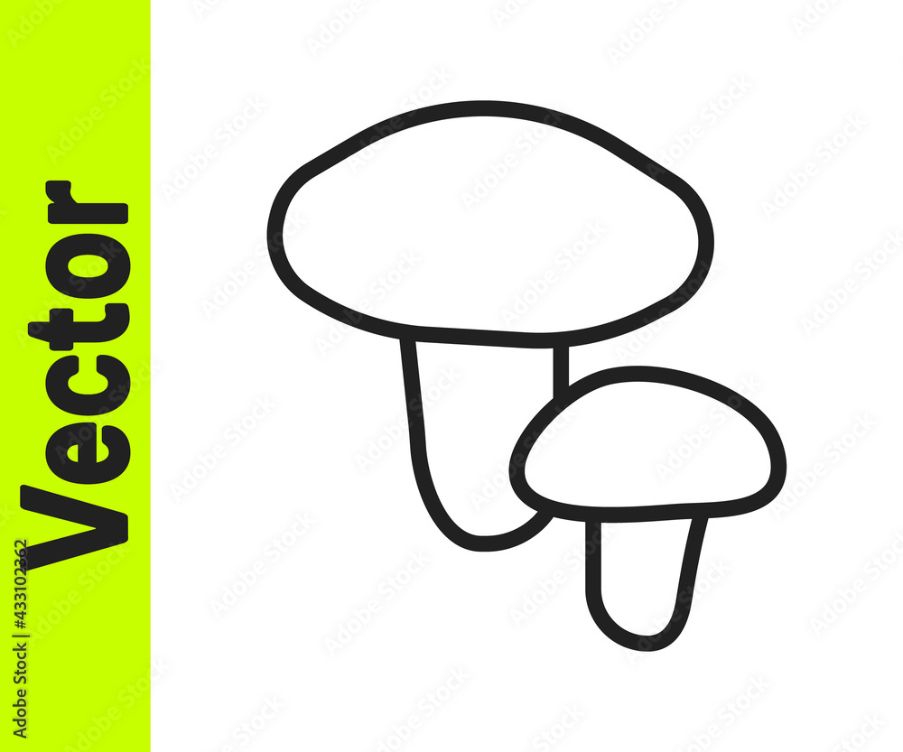 Black line Mushroom icon isolated on white background. Vector Black line Mushroom icon isolated on white background. Vector