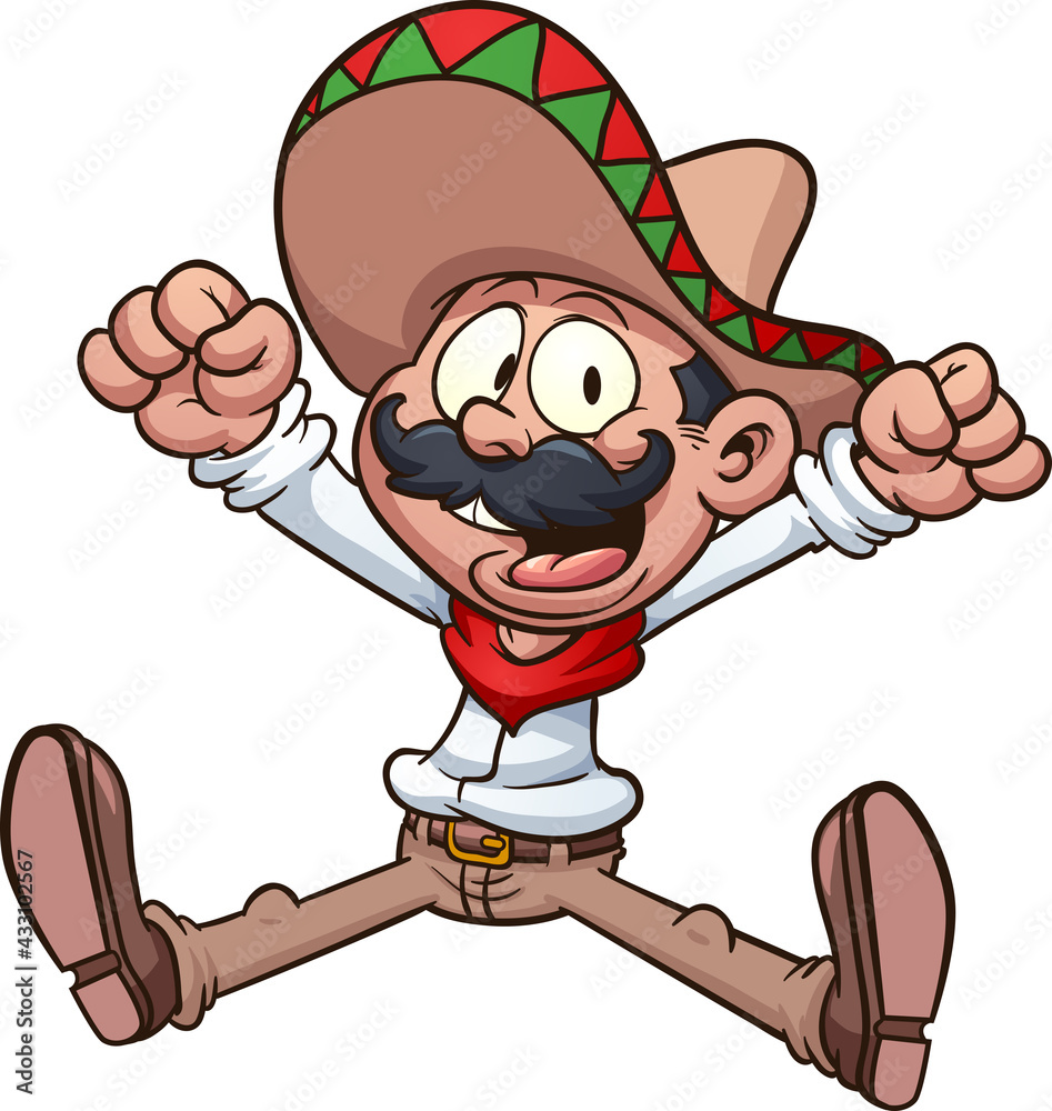 Cartoon Mexican cowboy. Vector clip art illustration with simple