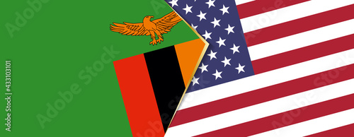 Zambia and USA flags, two vector flags.