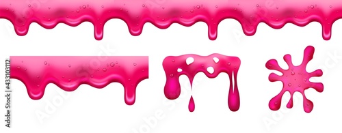 Pink slime. Jam or sweet marmalade. Dessert glazed, isolated red liquid vector elements photo