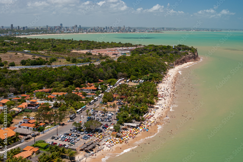 Fototapeta premium Joao Pessoa, Paraiba, Brazil on November 18, 2007. Ponta dos Seixas beach, extreme eastern geographic point of the Americas.