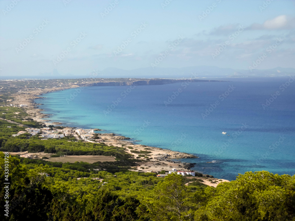 Fantastic view from above on the famous island of Formentera