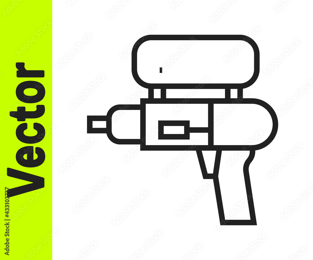 Black line Water gun icon isolated on white background. Vector Black line Water gun icon isolated on white background. Vector