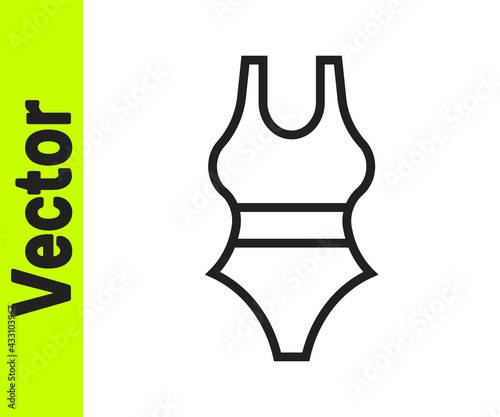 Black line Swimsuit icon isolated on white background. Vector