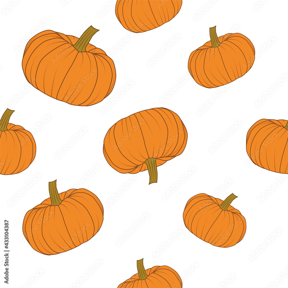 Pumpkin vector seamless pattern. Simple graphic design.
