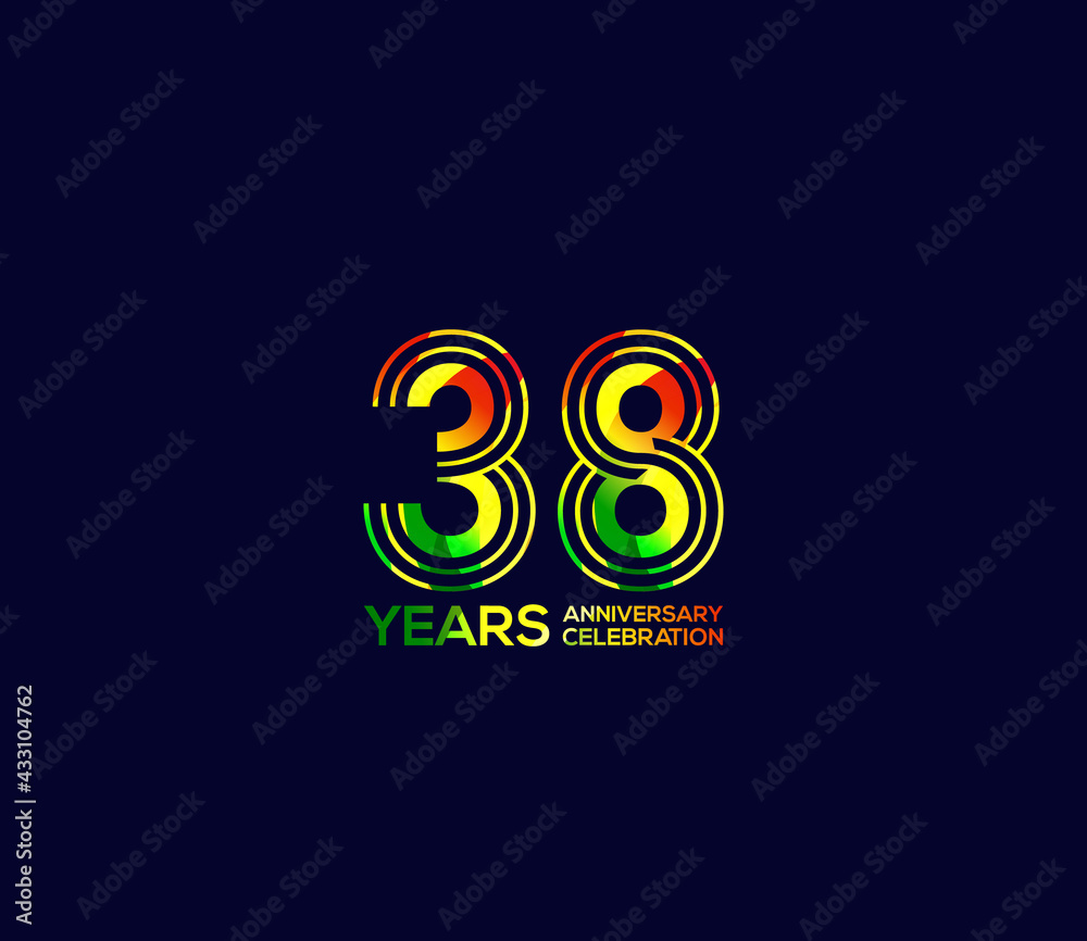 Fototapeta premium Mixed colors, Festivals 38 Year Anniversary, Party Events, Company Based, Banners, Posters, Card Material, for