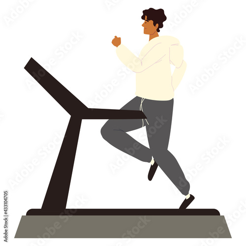 man runs on treadmill