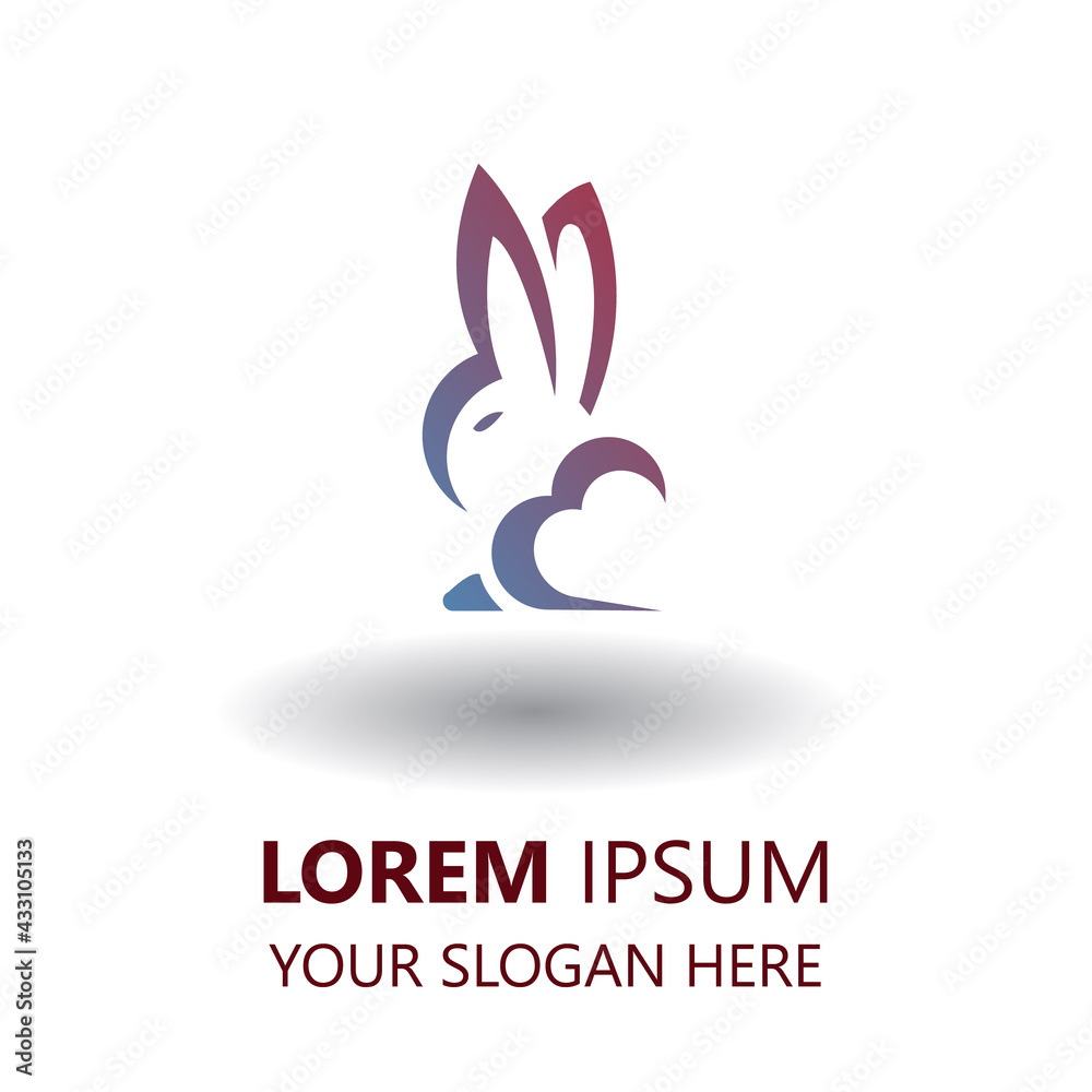 rabbit and love logo design template. line style logo. rabbit illustration vector rabbit and love logo design template. line style logo. rabbit illustration vector