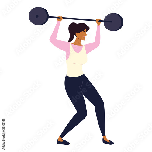 woman training with barbell