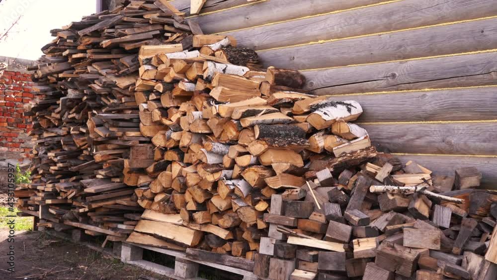 a pile of firewood for heating a bath a pile of firewood for heating a bath