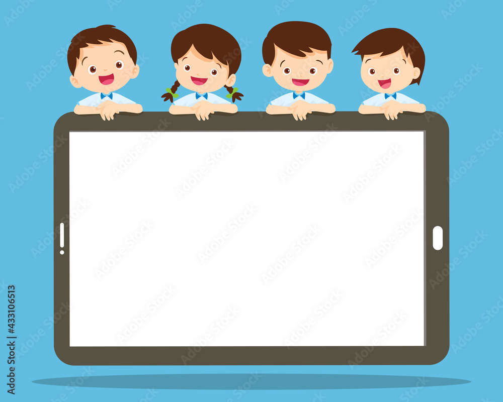 Students Boy and Girl online learning concept Students Boy and Girl online learning concept