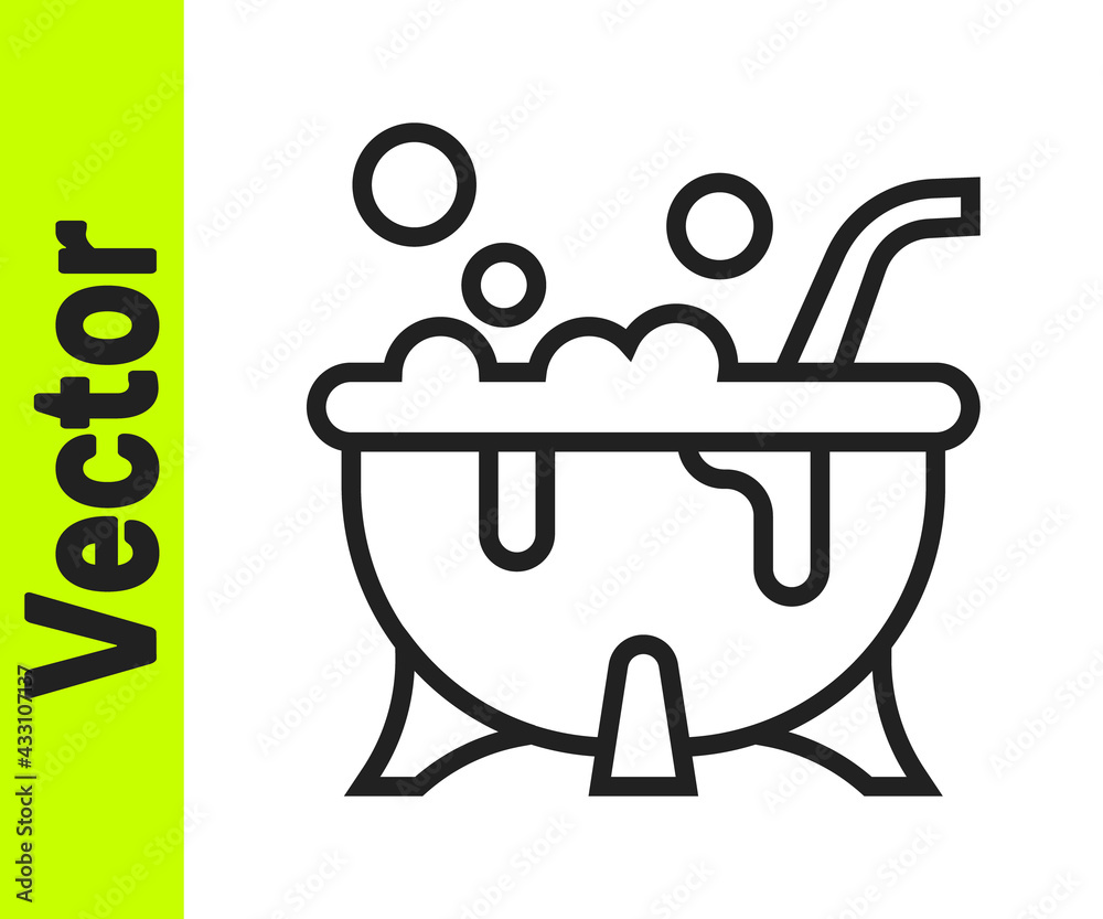 Black line Halloween witch cauldron icon isolated on white background. Happy Halloween party. Vector Black line Halloween witch cauldron icon isolated on white background. Happy Halloween party. Vector