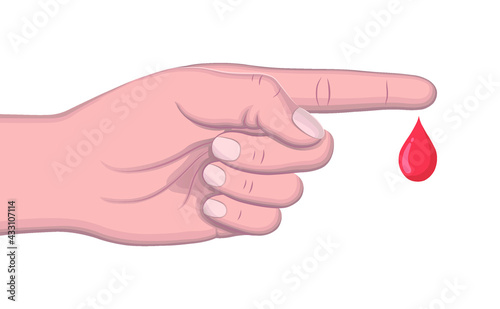 Hand finger with blood drops graphic vector illustration.
Diabetes diabetic test sign symbol.