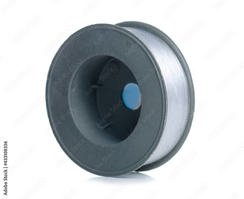 Line reel accessories on white background isolation Line reel accessories on white background isolation