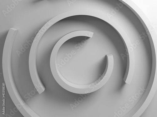 Fototapeta Naklejka Na Ścianę i Meble -  Abstract background with concentric rings sectors, minimal 3d