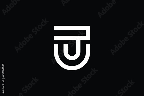 JU logo letter design on luxury background. UJ logo monogram initials letter concept. JU icon logo design. UJ elegant and Professional letter icon design on black background. J U JU UJ photo