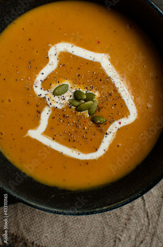Pumpkin soup whit milky cream