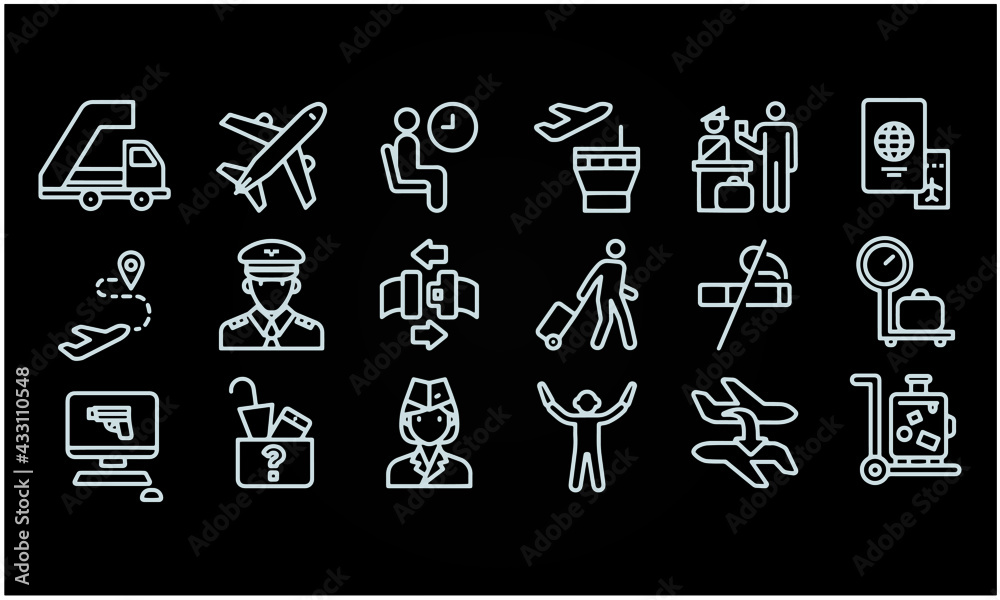 Airport Information Line Icons vector design Airport Information Line Icons vector design