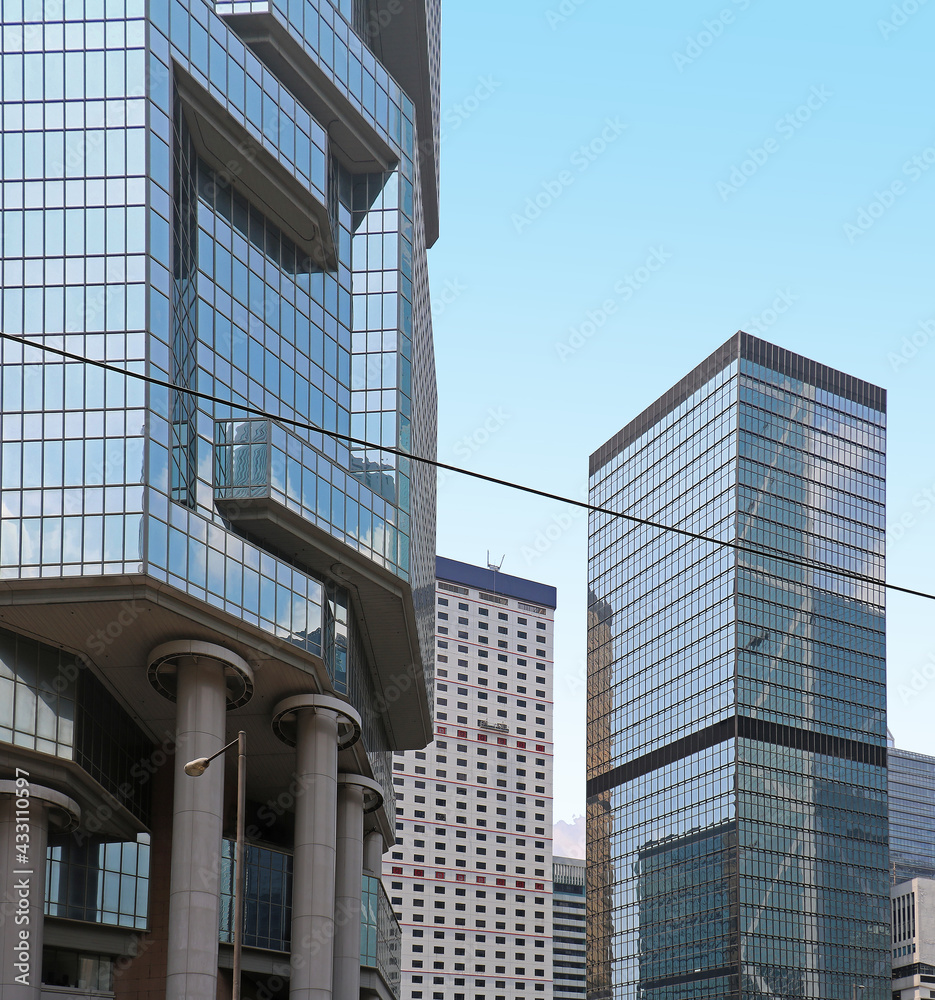 Obraz premium Modern blue glass facade buildings