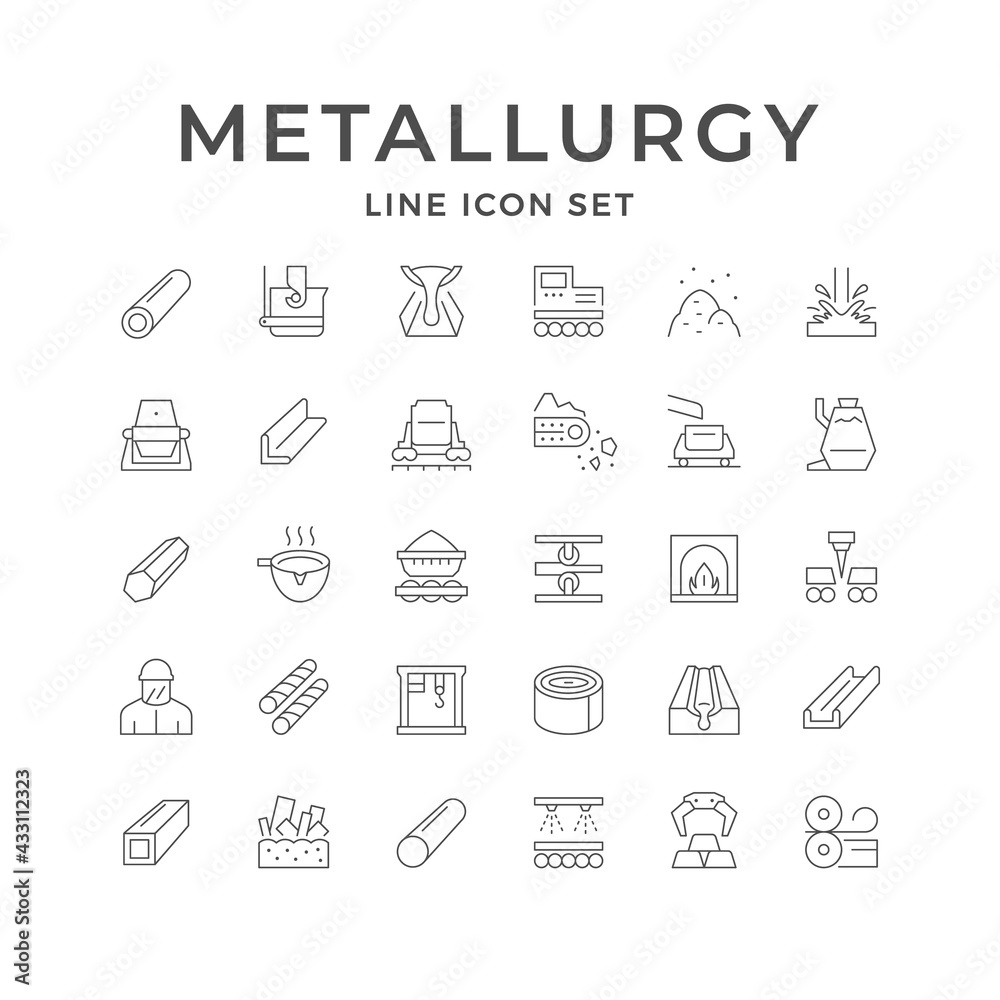 Set line icons of metallurgy Set line icons of metallurgy