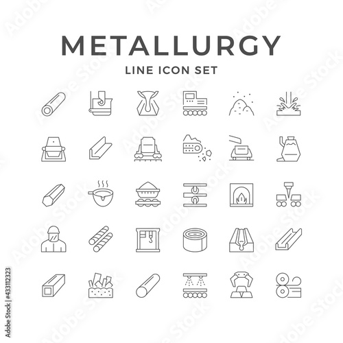 Set line icons of metallurgy photo