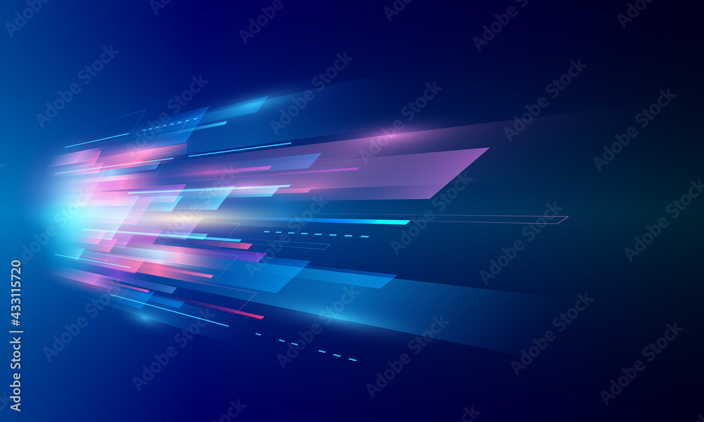 Modern abstract high-speed movement. Colorful dynamic motion on blue background. Movement sport pattern for banner or poster design background concept.