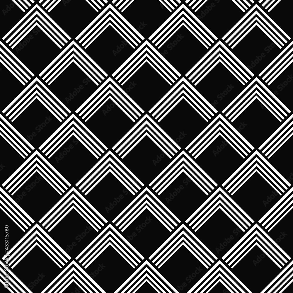 Black chevrons pattern. Mountains or triangles seamless pattern. Vector and black seamless wallpaper with geometric shapes. Black chevrons pattern. Mountains or triangles seamless pattern. Vector and black seamless wallpaper with geometric shapes.