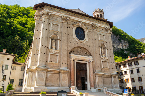 View on the church of Sant'antonio Abate in Valstagna. May 9, 2021 Valstagna, Vicenza - Italy photo