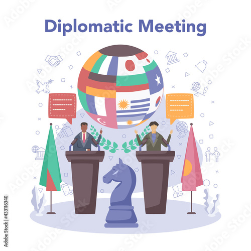 Diplomat concept. Idea of international deplomatic relations.