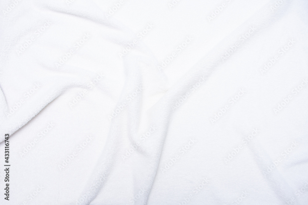White crumpled plaid, texture, top view, copy space