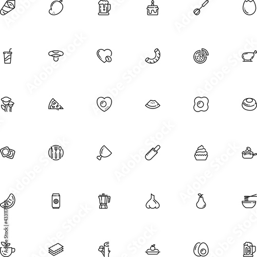 icon vector icon set such as: thanksgiving, candle, sweets, nori, machine, bird, garlic, home, easter, refreshment, tonic, decoration, ham, bean, teabag, apple, love, seafood, collection, wild