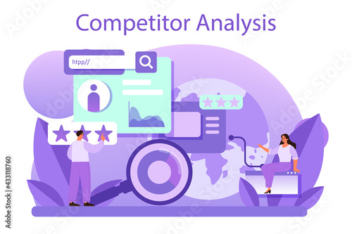 Competitor analysis concept. Market research and business strategy