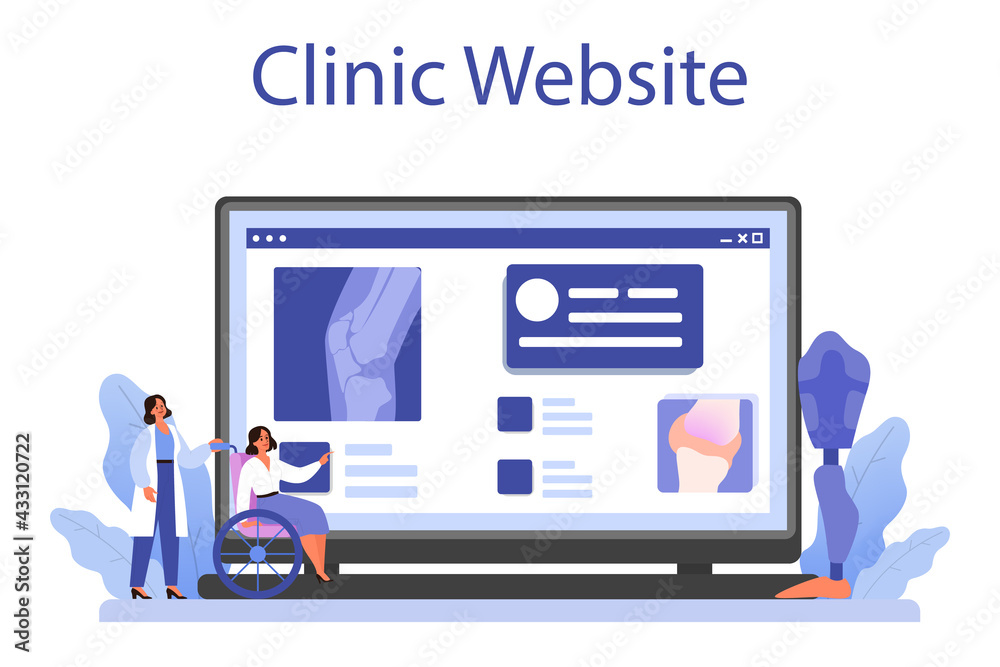 Orthopedics doctor web banner or landing page. Idea of joint Orthopedics doctor web banner or landing page. Idea of joint