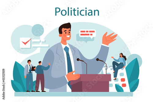 Politician concept. Idea of election and governement. Democratic governance