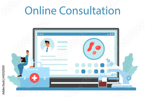 Proctologist online service or platform. Doctor examine intestine.