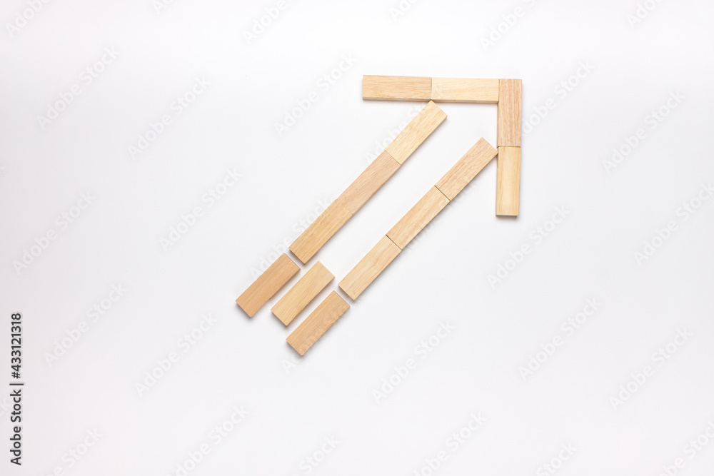 Image of the arrow. Place for the label. Arrow on a white background. Financial growth. Image of the arrow. Place for the label. Arrow on a white background. Financial growth.