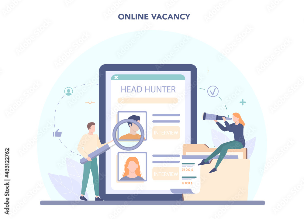 Human resources specialist online service or platform. Idea of recruitment