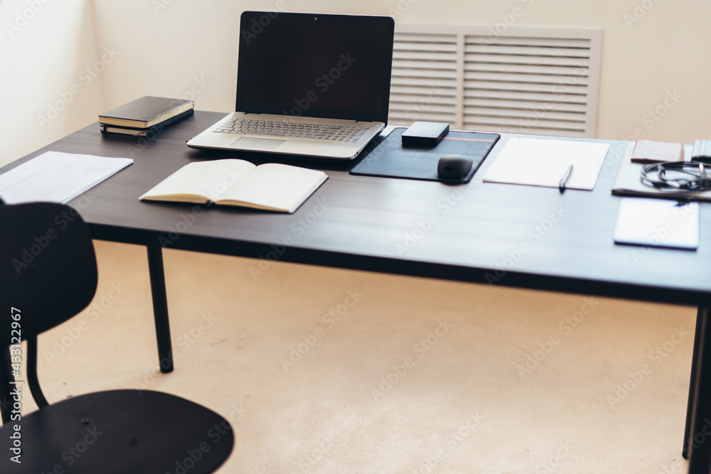 Office work table vacant position No people Office work table vacant position No people