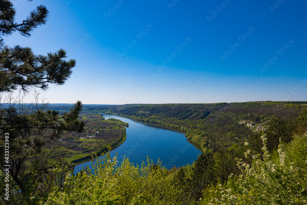 landscape of the Dniester river in spring