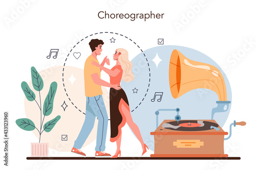 Dance teacher concept. Choreographer in a dance studio. Dancing courses