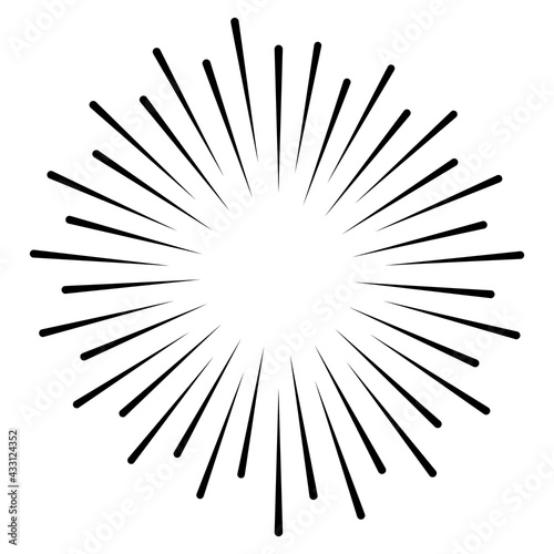 Star  round element  halftone rays isolated on white background. Black logo. Geometric shape. 