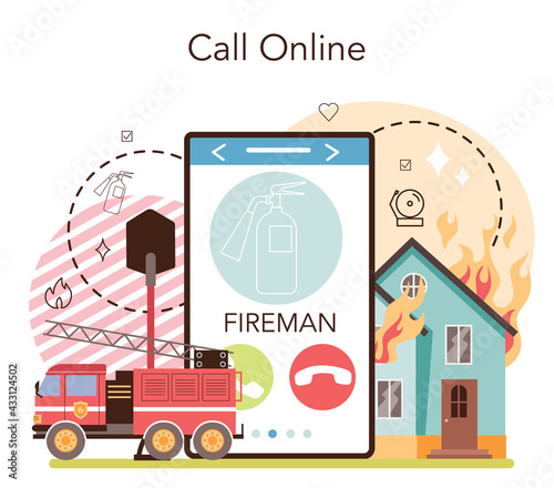 Firefighter online service or platform. Professional fire brigade