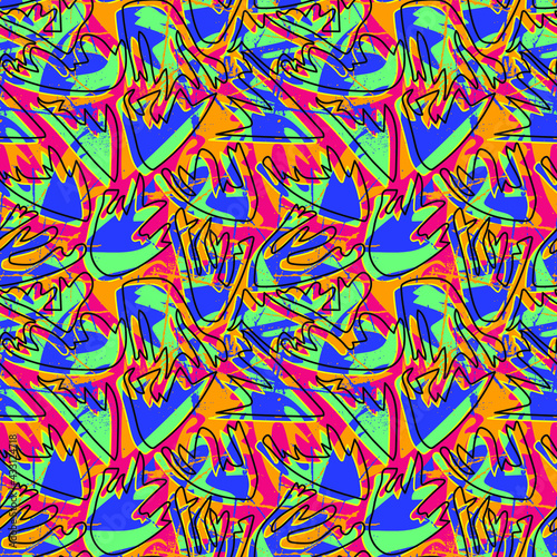 Unique abstract seamless colorful pattern with unusual leaves © Yaninjart