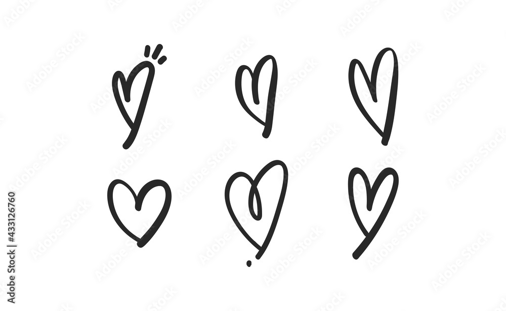 Heart doodles set. Hand drawn vector illustration of hearts. Love symbols. Heart doodles set. Hand drawn vector illustration of hearts. Love symbols.